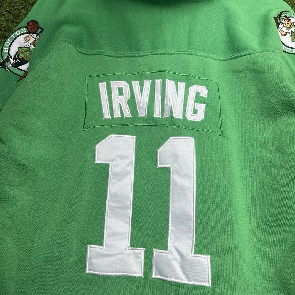 Boston Celtics Jersey Hoodie Mens XL Sweatshirt #11 Kyrie Irving Hockey Green